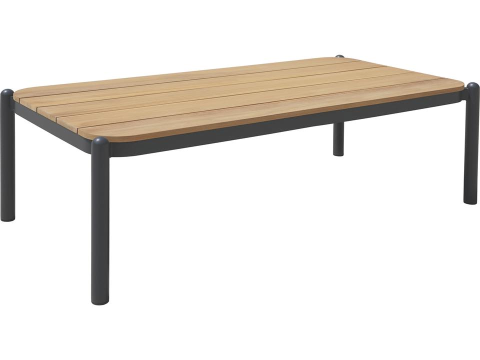Lyla Rectangular Aluminum and Teak Dining Table in Dark Grey