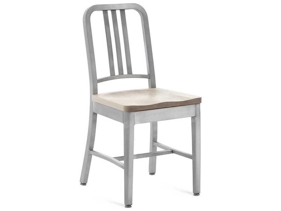 1104 Navy Collection Side Dining Chair with Ash Brown Wood Seat