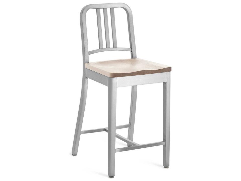 Navy Collection Wood Seat Solid Counter Stool