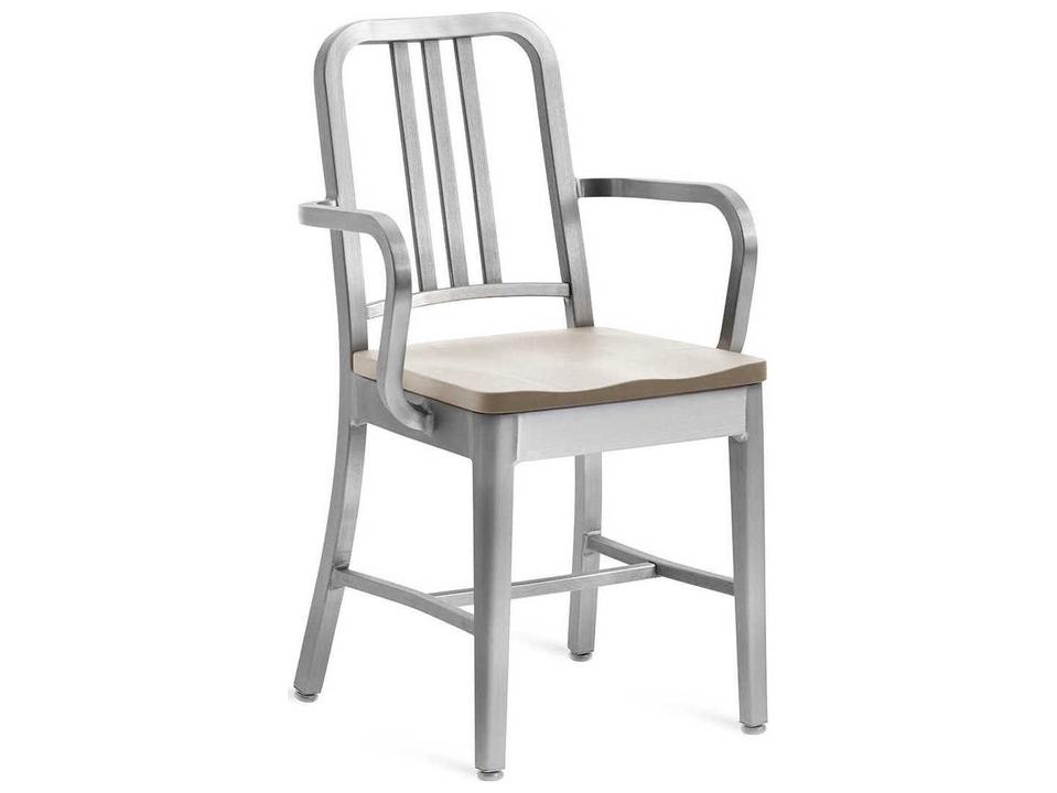 Navy Collection Arm Dining Chair with Wood Seat