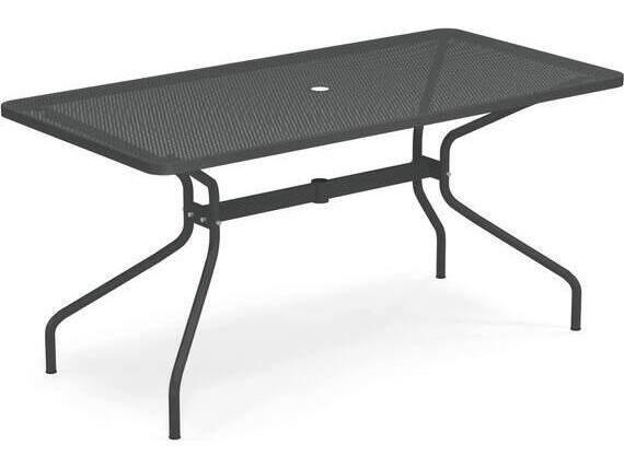 Drink Steel Rectangular Umbrella Hole Dining Table