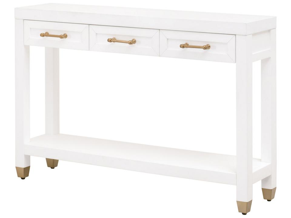 Traditions Stella Rectangular Wood Matte White Console Table
