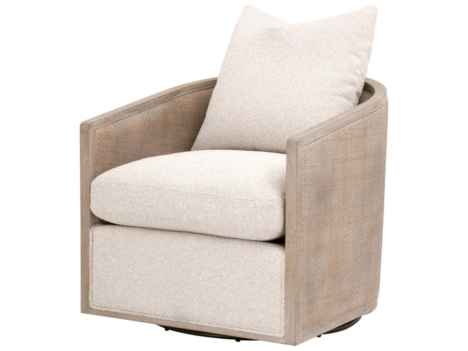 McGuire Swivel Club Chair in Natural Gray Linen Upholstery