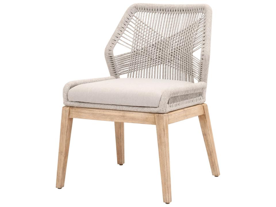 Loom Upholstered Dining Side Chair Set of 2 in Natural Gray Mahogany