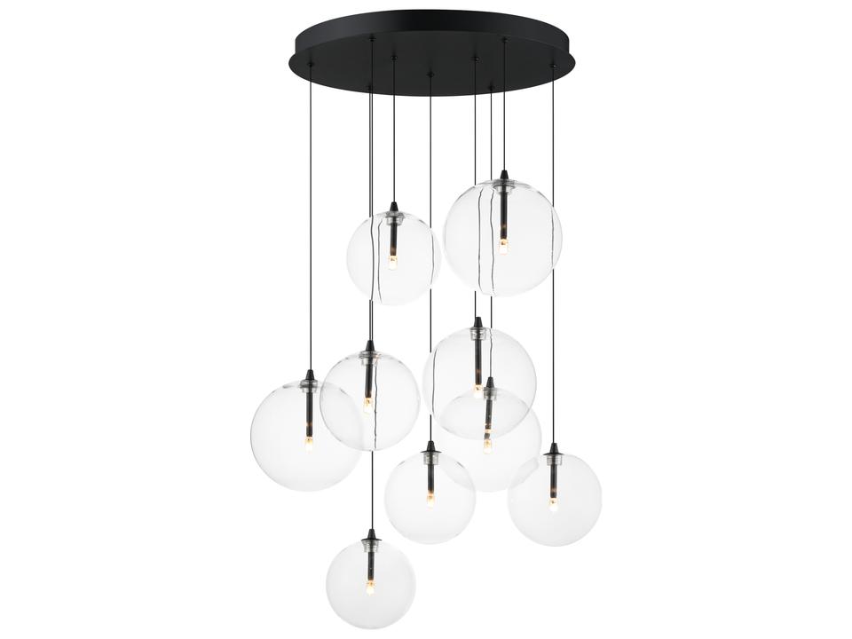 Global 9-Light Black Globe Pendant
