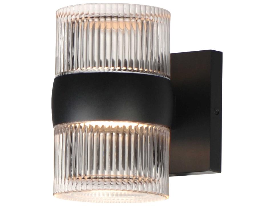 Modular 2-Light Integrated LED Outdoor Wall Sconce in Black