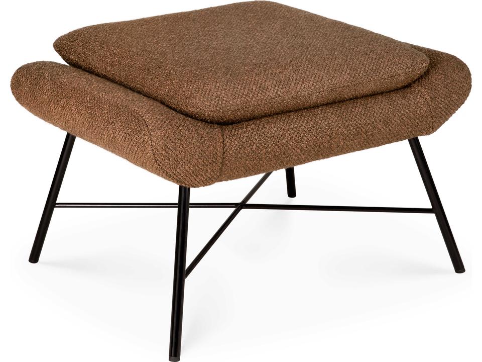 Barrow Copper Footstool Upholstered with Metal Base Mid-Century Modern