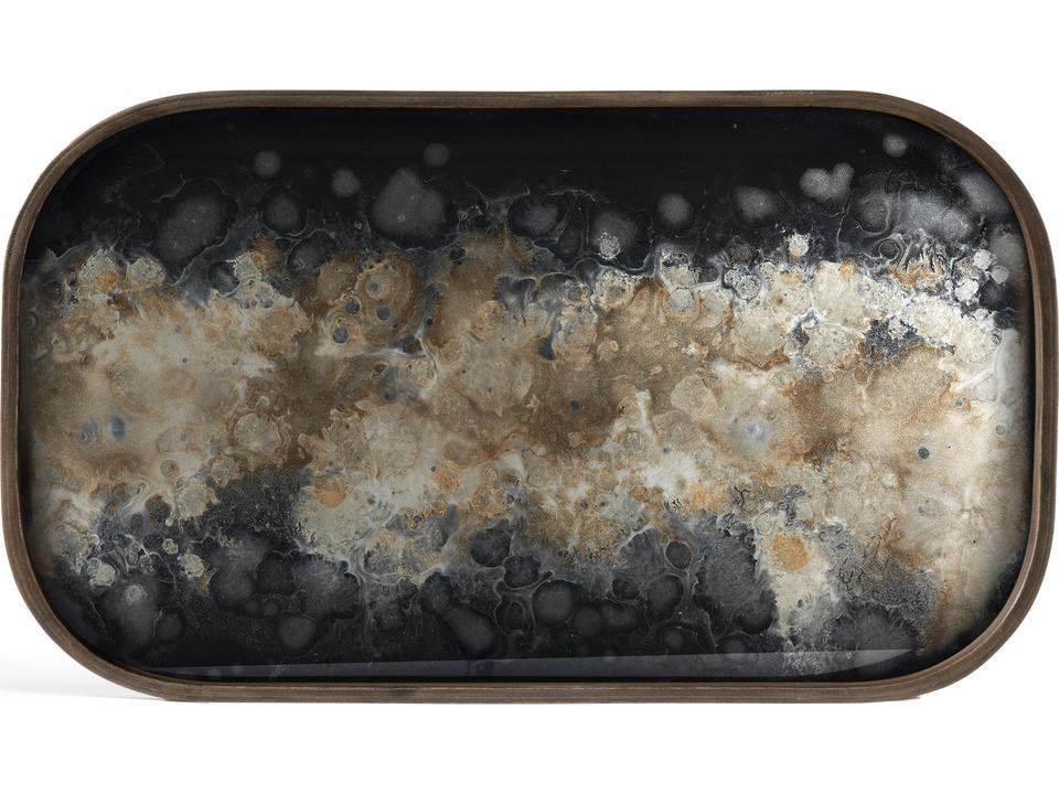 Organic Valet Tray Glass Black Rectangular Xl