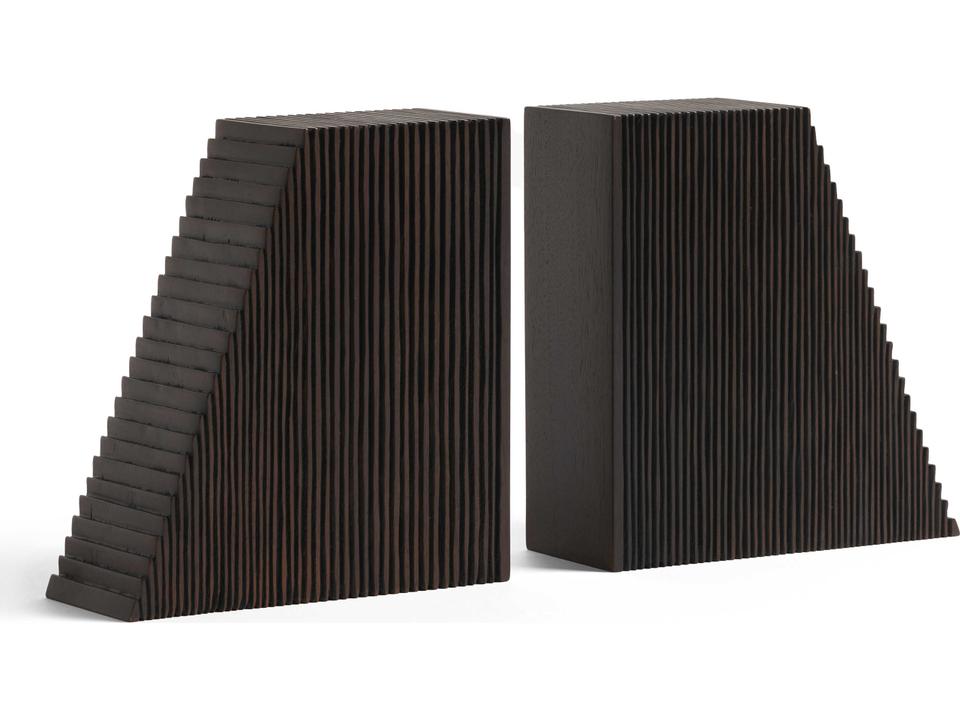 Grooves Mahogany Dark Brown Book Ends