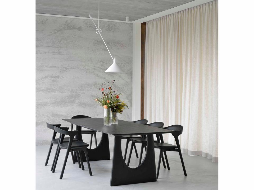 Geometric Oak Wood Dining Room Set