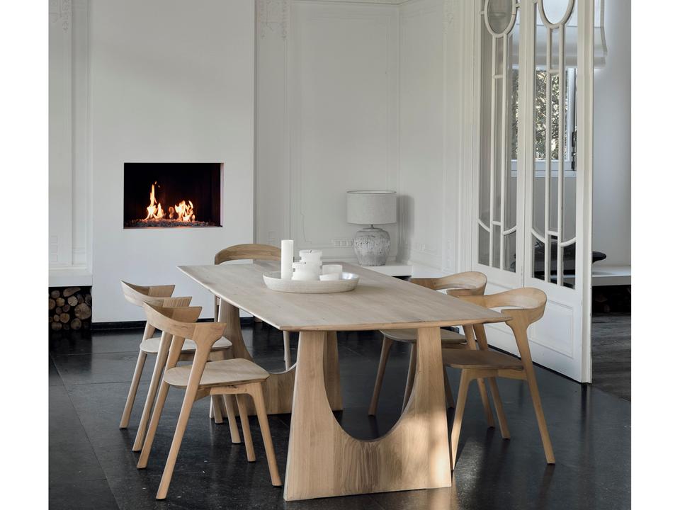 Geometric Oak Wood Dining Room Set