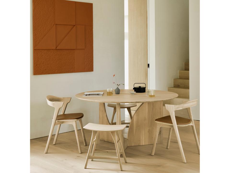 Geometric Oak Wood Dining Room Set