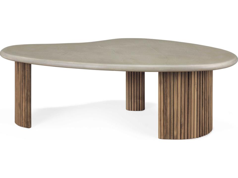 Boomerang Coffee Table Large Teak and Concrete