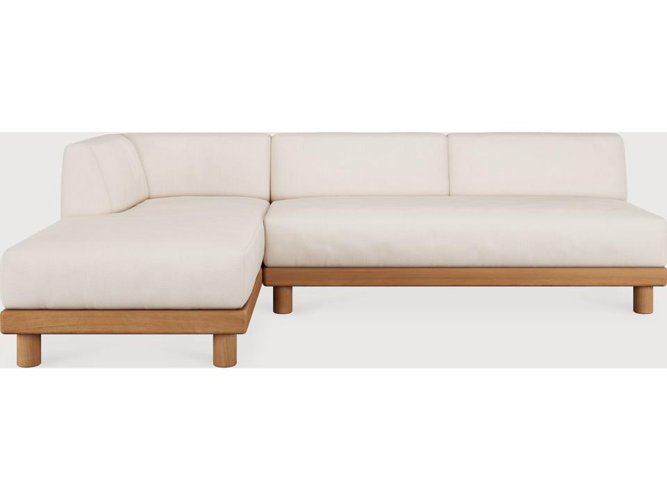 Monocle Modular Teak Sectional Sofa with White Fabric