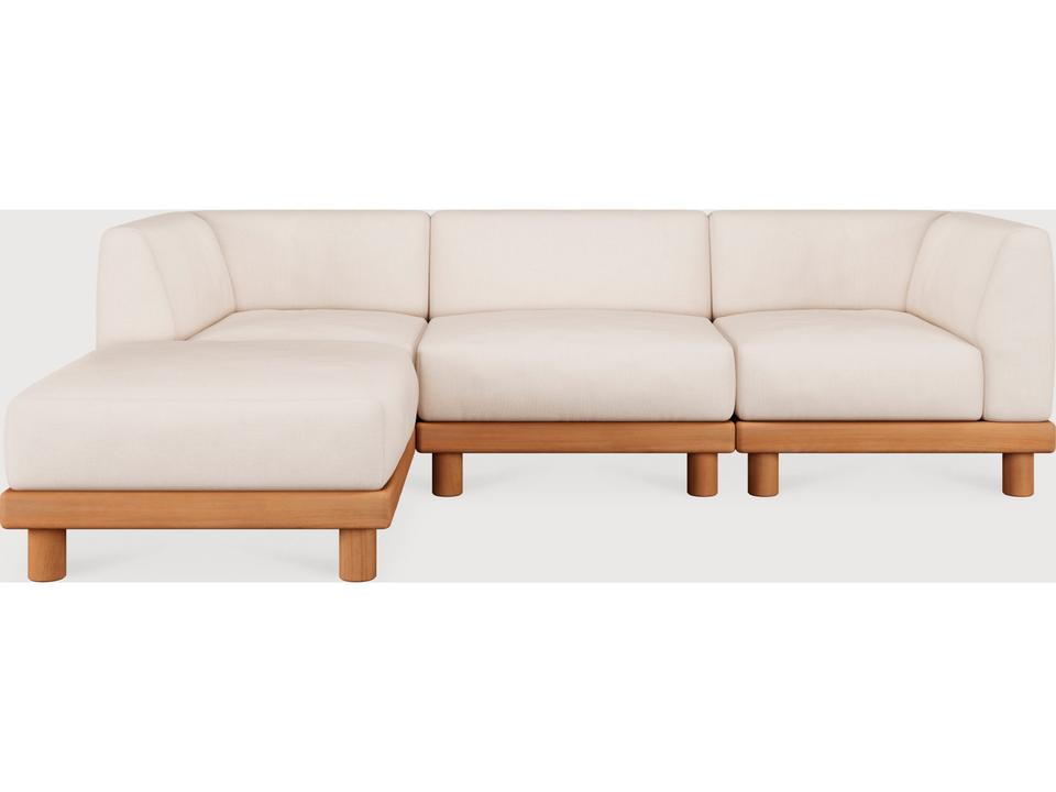 Monocle Modular Sectional Sofa Set with White Cushions