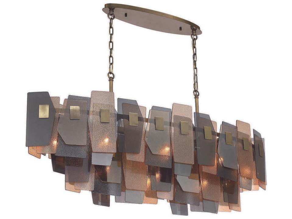 Cocolina 11-Light Bronze Glass Geometric Linear Island Pendant