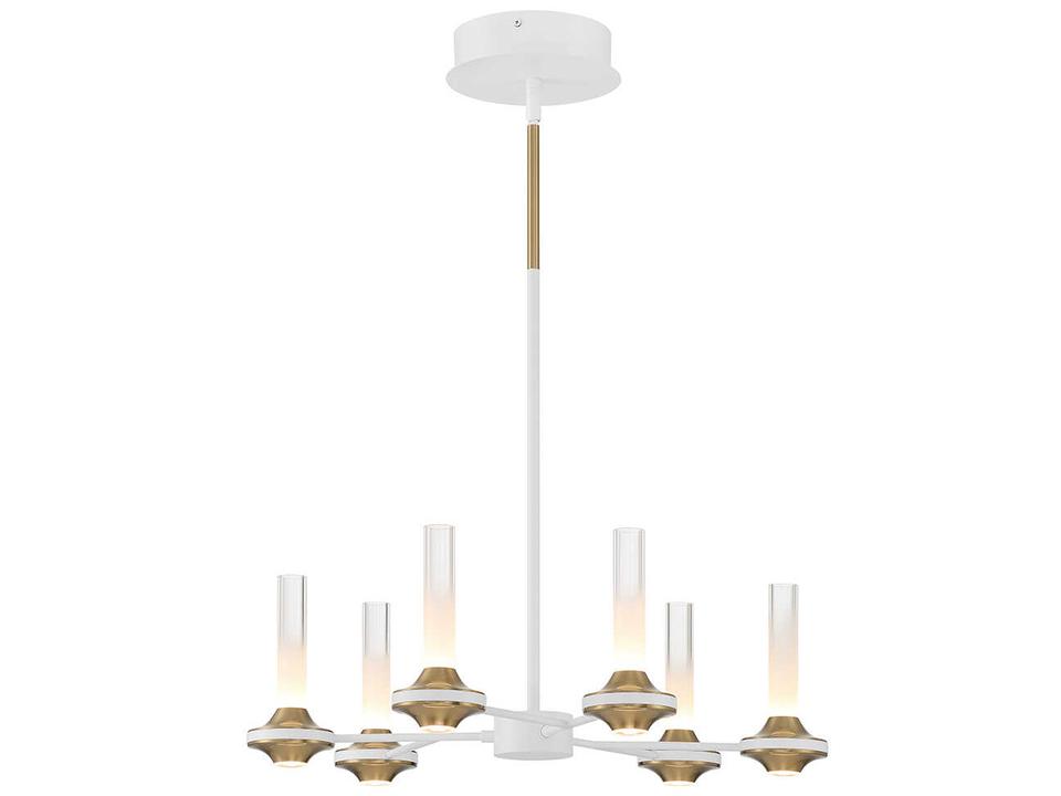 Torcia 12-Light White Brass Glass LED Cylinder Chandelier