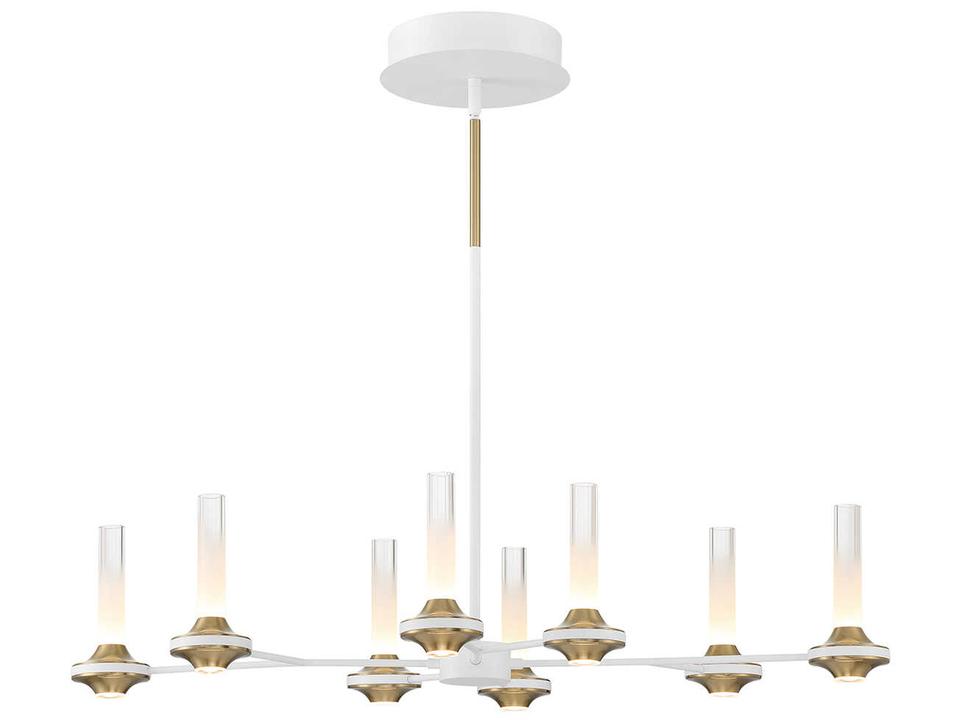 Torcia 16-Light6-Light White Brass Glass LED Cylinder Chandelier