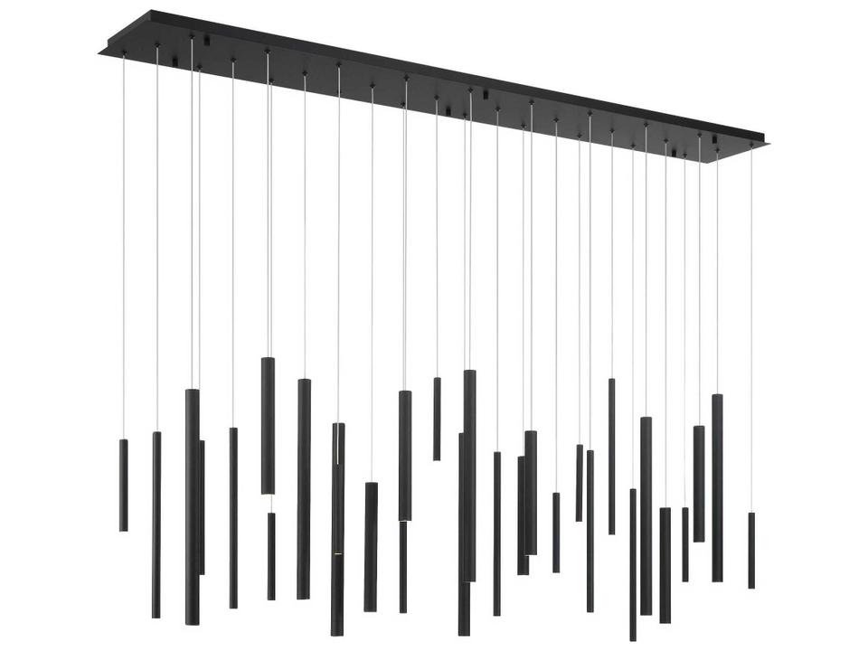 Santana 30-Light Black Geometric Linear Island Pendant