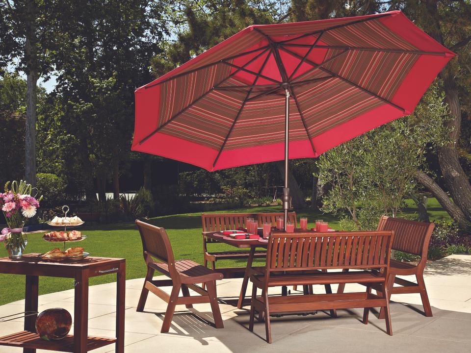 Market 11 Foot Octagon Aluminum Collar Tilt Crank Lift Outdoor Umbrella