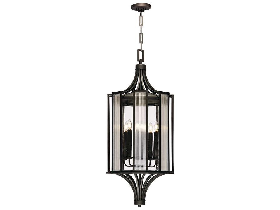 Bristol 6-Light Outdoor Hanging Lantern in Black Iron
