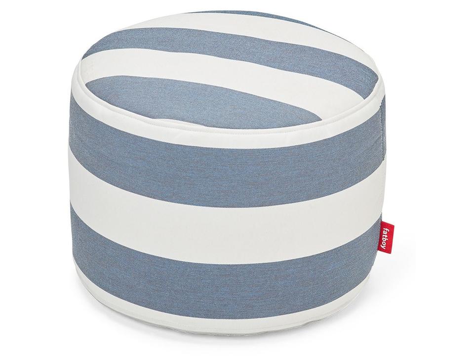 Point Pouf Ottoman in Stripe Ocean Blue