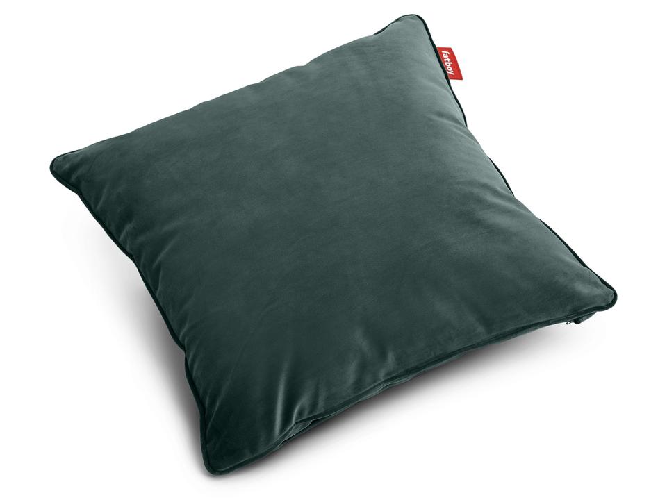 Square Recycled Velvet Accent Pillow in Petrol