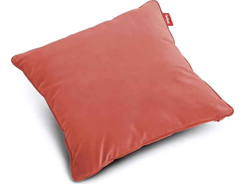 Square Recycled Velvet Accent Pillow in Rhubarb