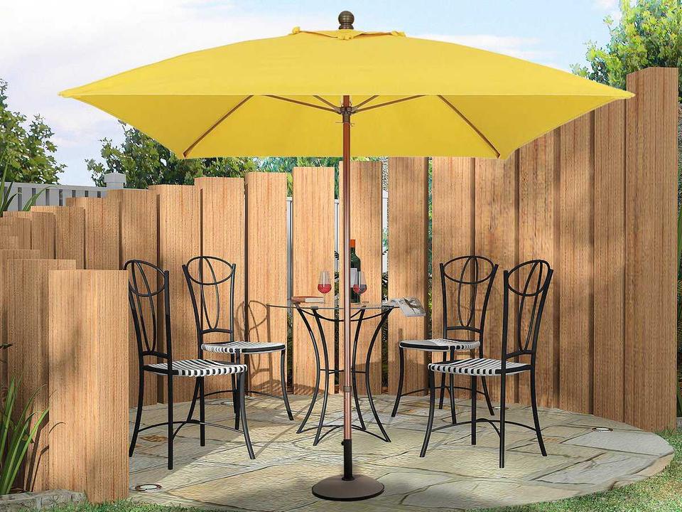 Fiberbuilt Market 6 Foot Square Outdoor Umbrella with Pulley Lift and Fiberglass Ribs