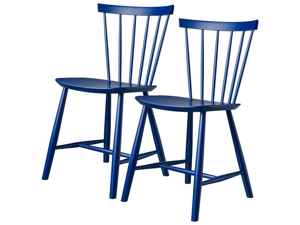 J46 Beech Wood Blue Armless Dining Chair Set of 2