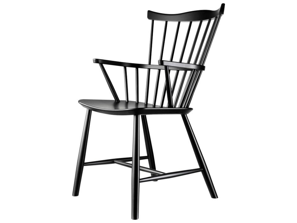 J52 Beech Wood Black Arm Dining Chair