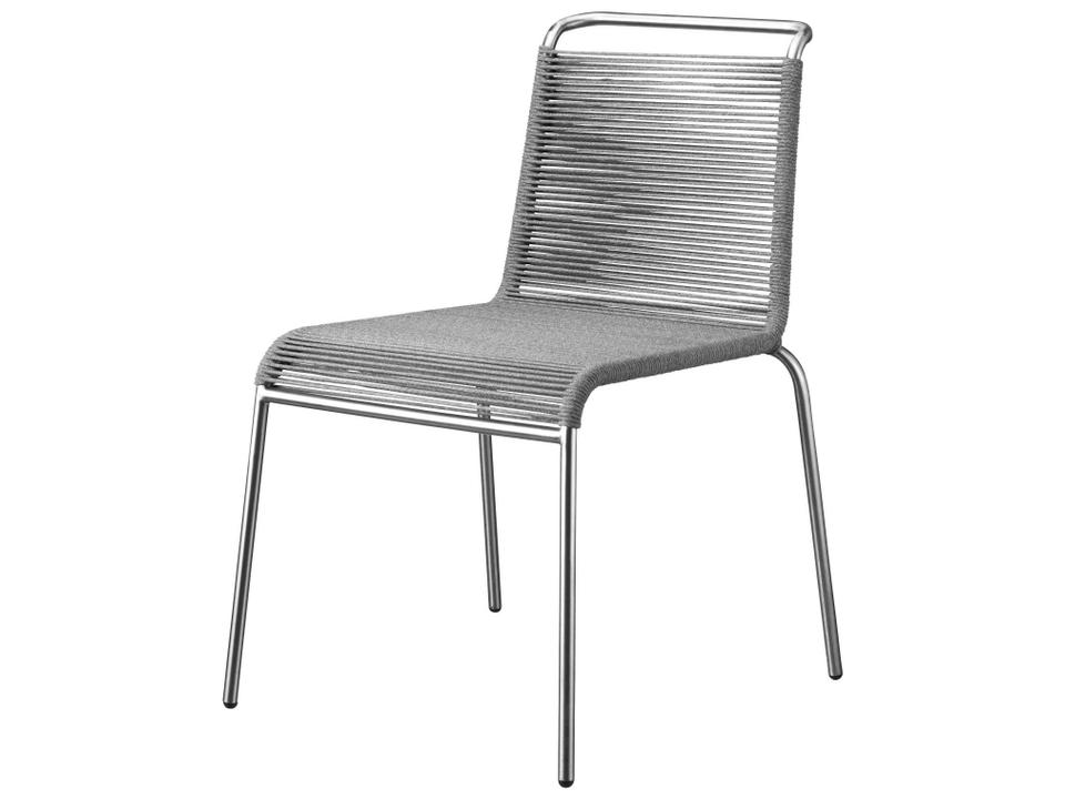 Salto Stainless Steel Dining Chair with Light Grey Polyester Cord