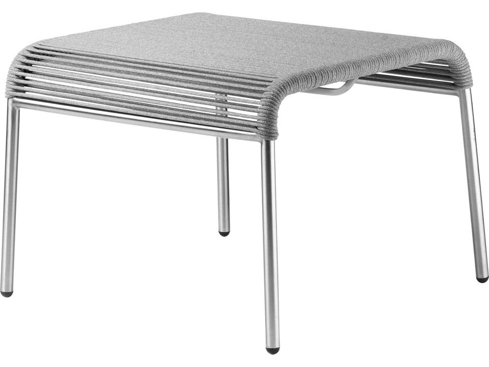 Salto Brushed Stainless Steel Rope Ottoman in Light Grey