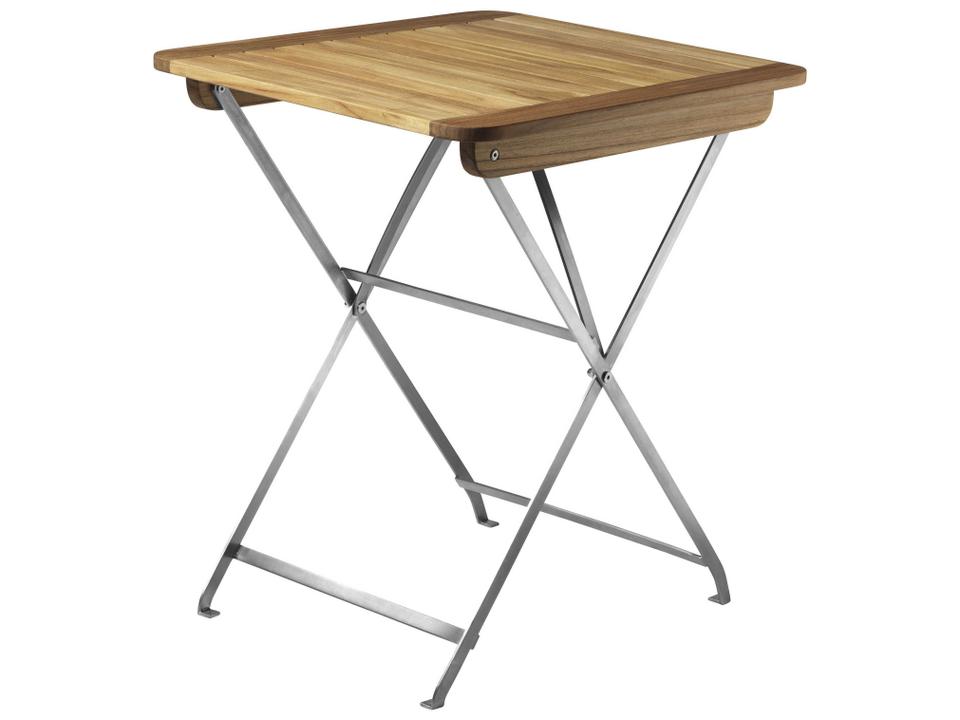 Lilleo Natural Teak Square Folding Dining Table with Stainless Steel Frame