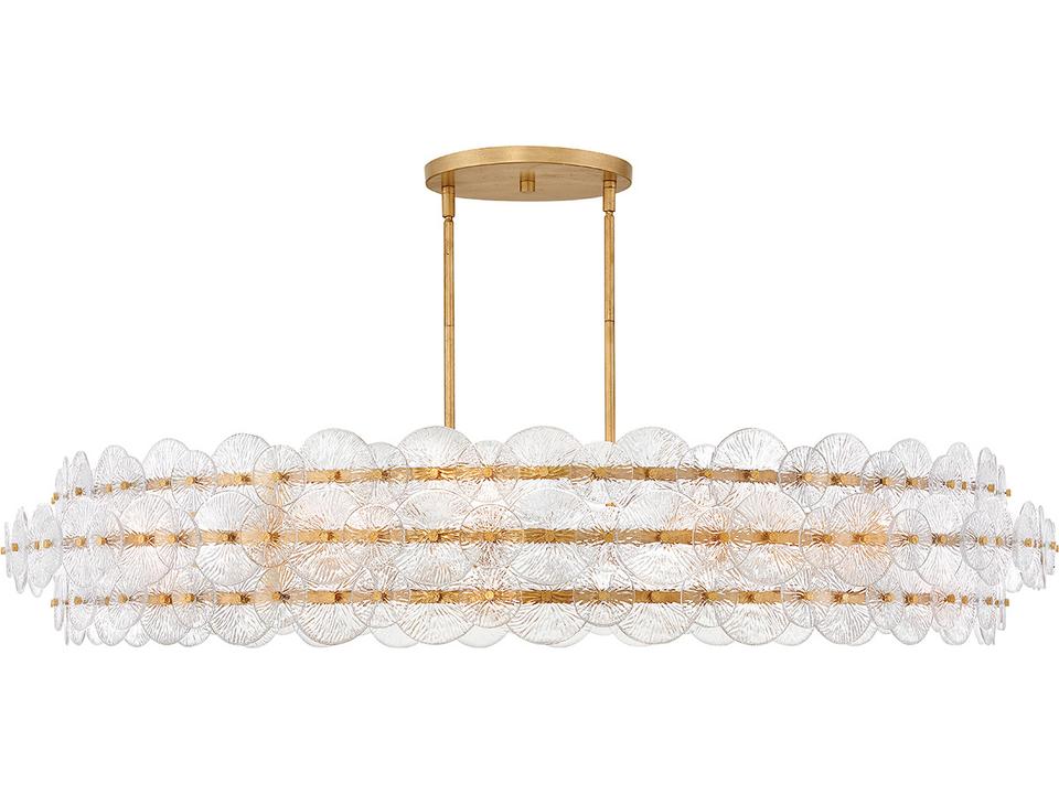 Rene 10-Light Distressed Brass Drum Pendant