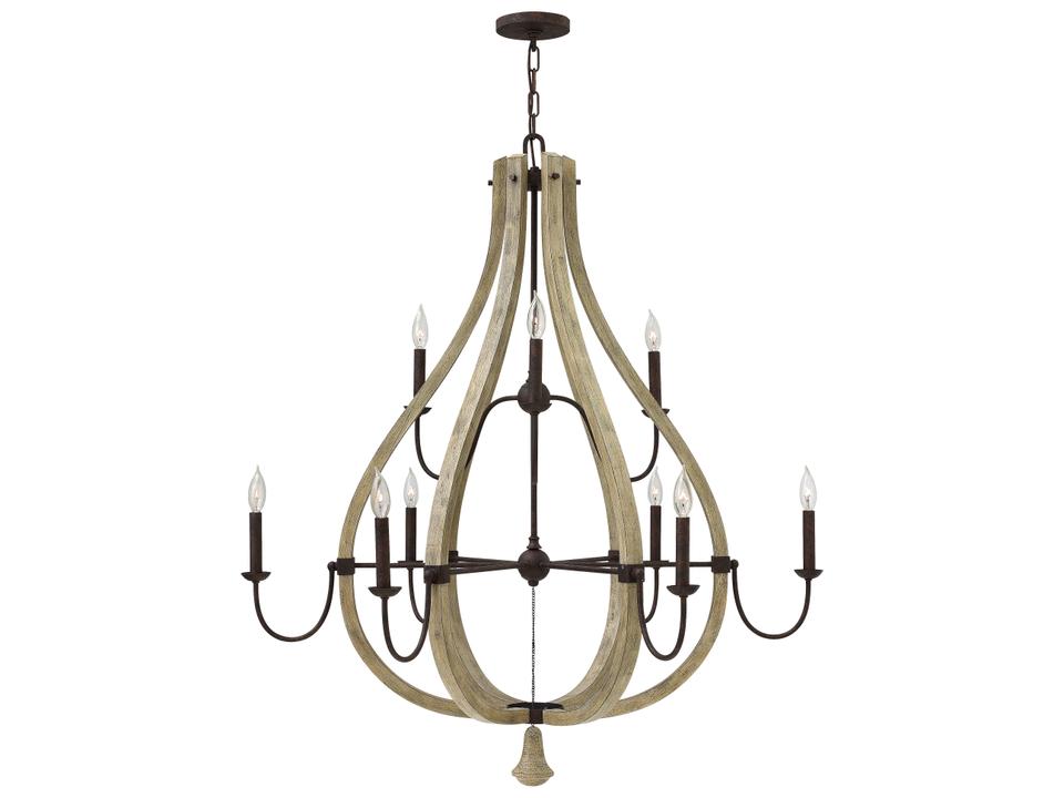 Middlefield 9-Light Iron Rust Weathered Ash Black Candelabra Chandelier