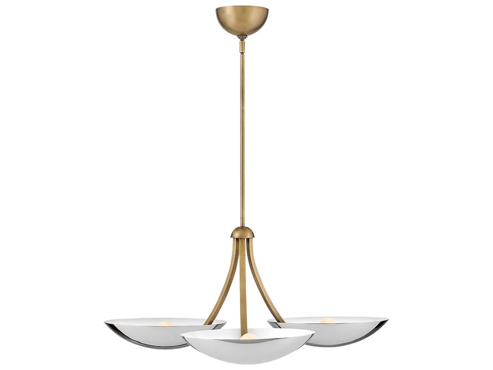 Glenn 3-Light Heritage Brass Chrome Bowl Chandelier