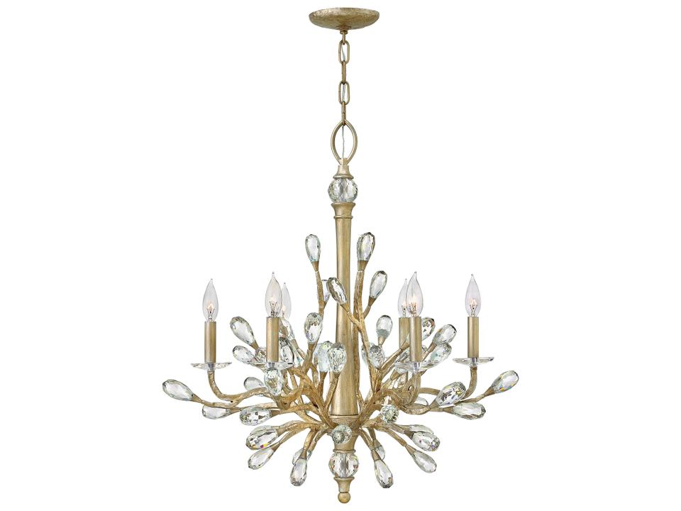 Eve 6-Light Champagne Gold Crystal Candelabra Chandelier