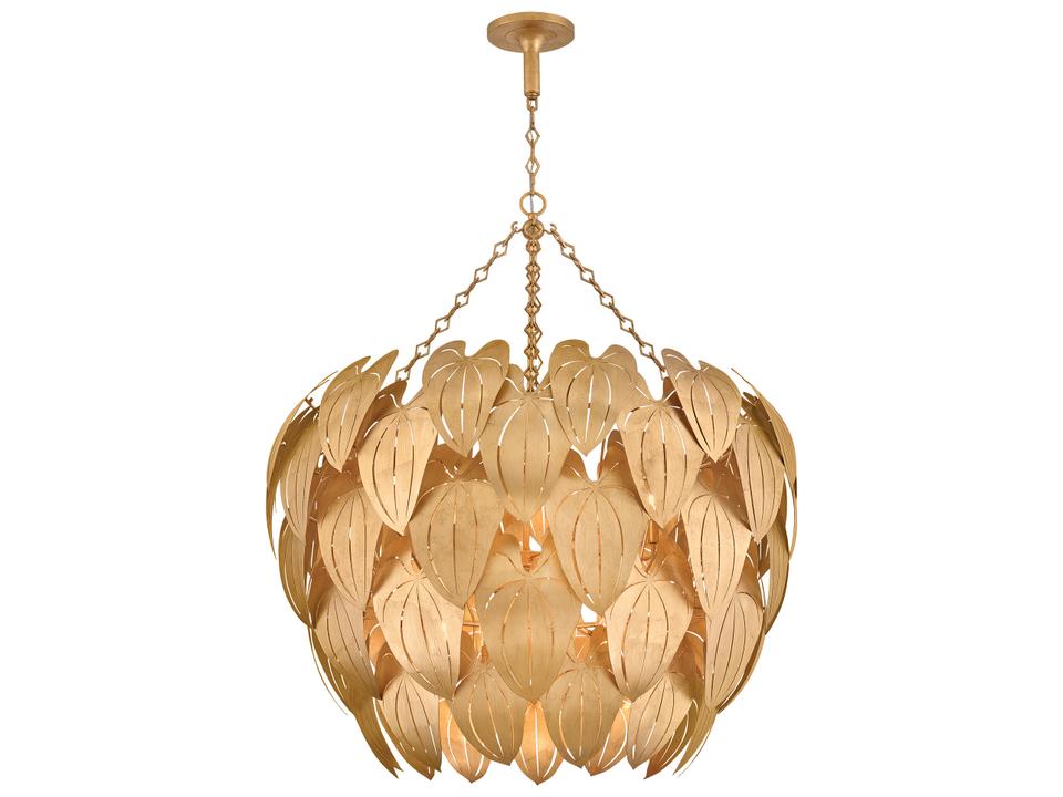 Camille 12-Light Distressed Brass Chandelier