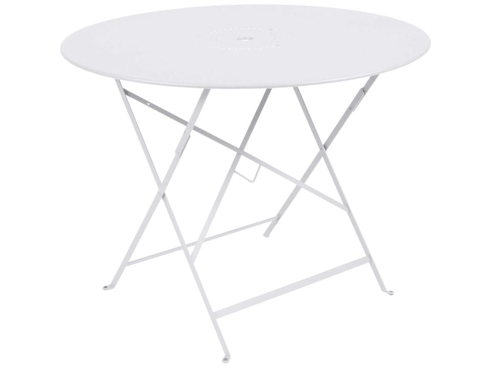 Floreal 38 Inch Round Steel Outdoor Dining Table with Umbrella Hole
