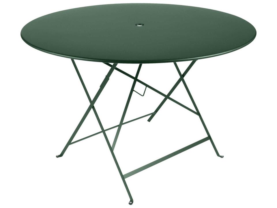 Bistro 46-Inch Round Folding Steel Dining Table with Umbrella Hole