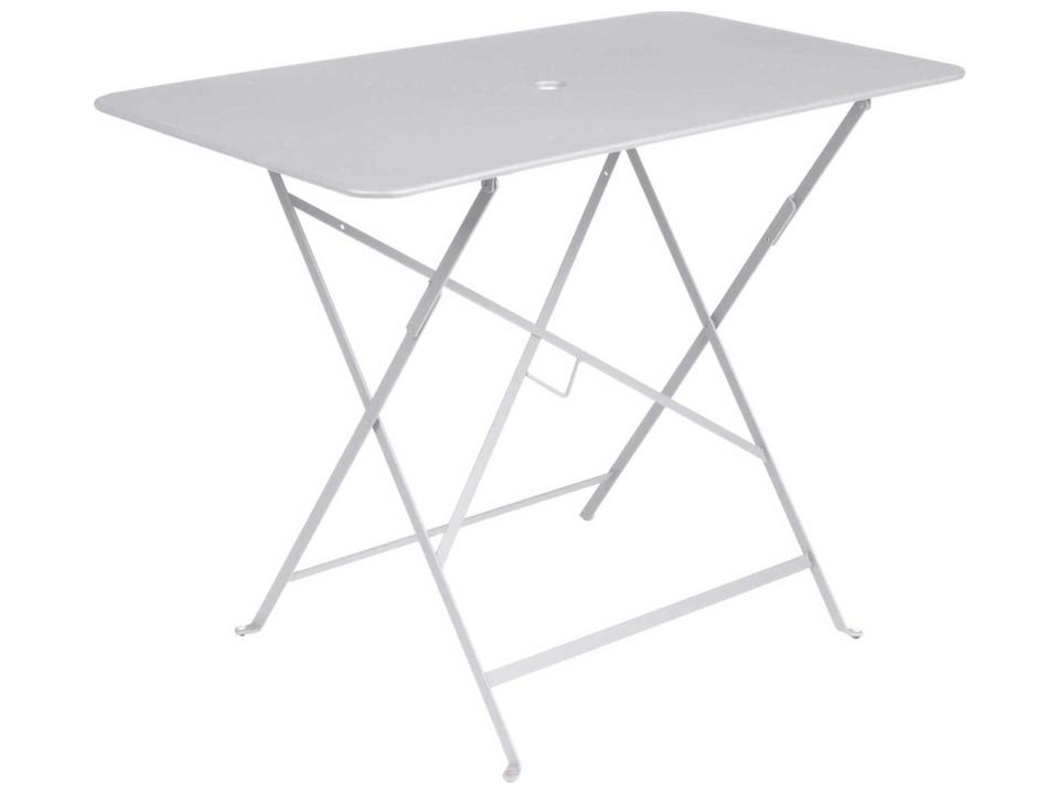 Bistro 38-Inch Rectangular Steel Folding Dining Table with Umbrella Hole