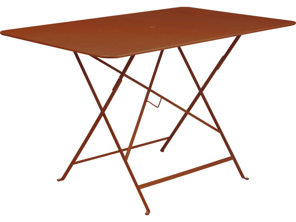 Bistro 46-Inch Rectangular Steel Folding Dining Table with Umbrella Hole