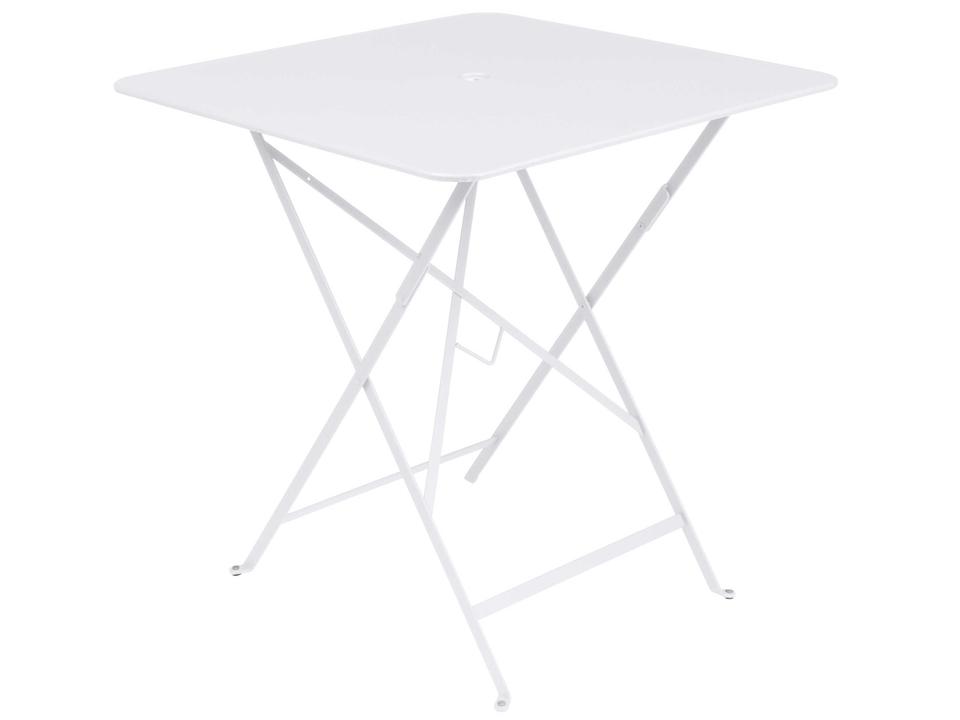 Bistro 28-Inch Square Steel Folding Dining Table with Umbrella Hole