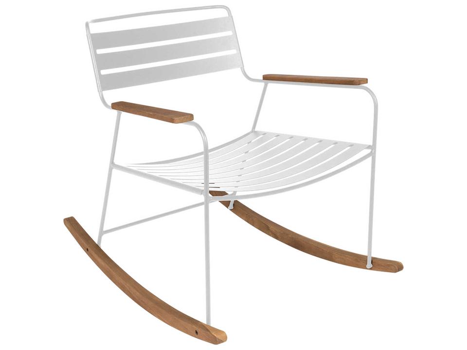 Surprising Steel Rocking Lounge Chair with Teak Accents