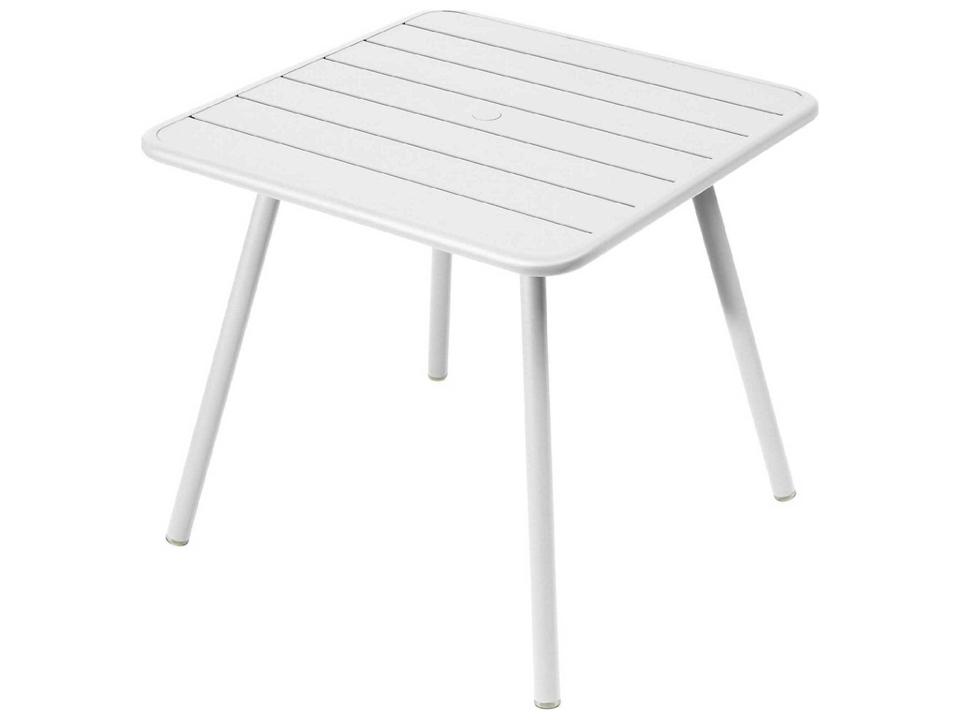 Luxembourg 31.5 Inch Square Aluminum Dining Table with Umbrella Hole