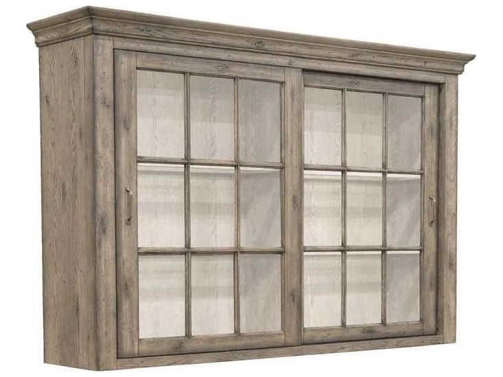 Arcadian Sliding Glass Door Display Cabinet Burnished Oak