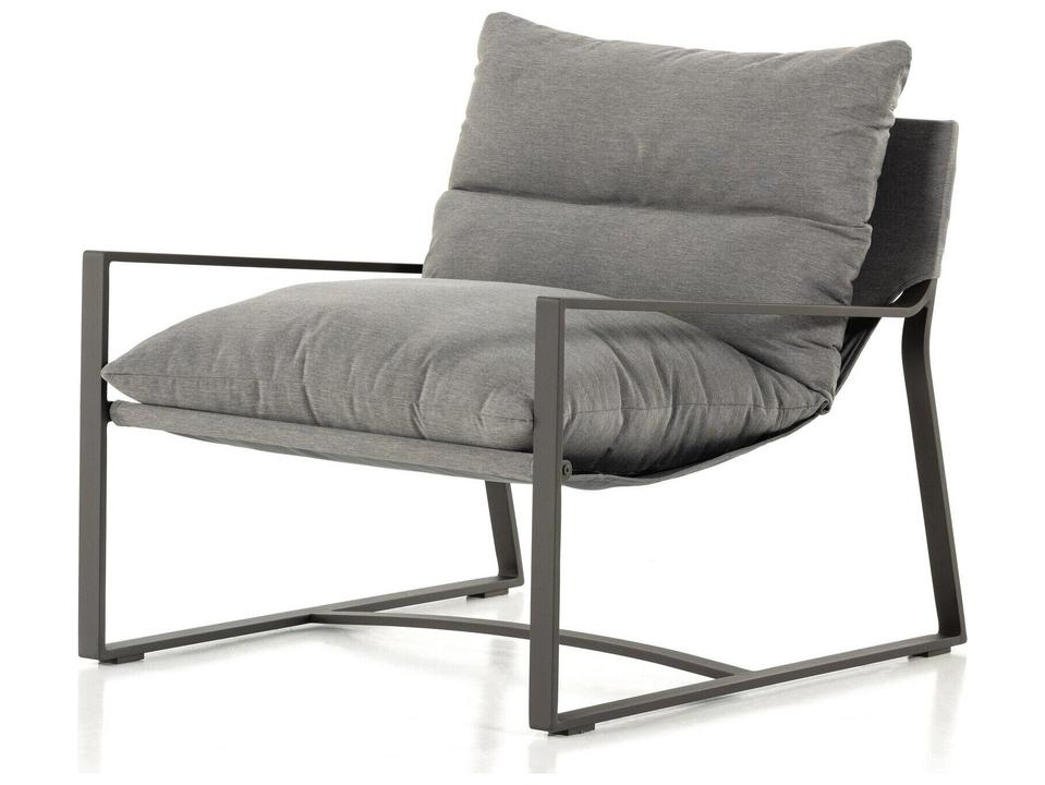Solano Avon Outdoor Sling Accent Chair in Charcoal and Bronze