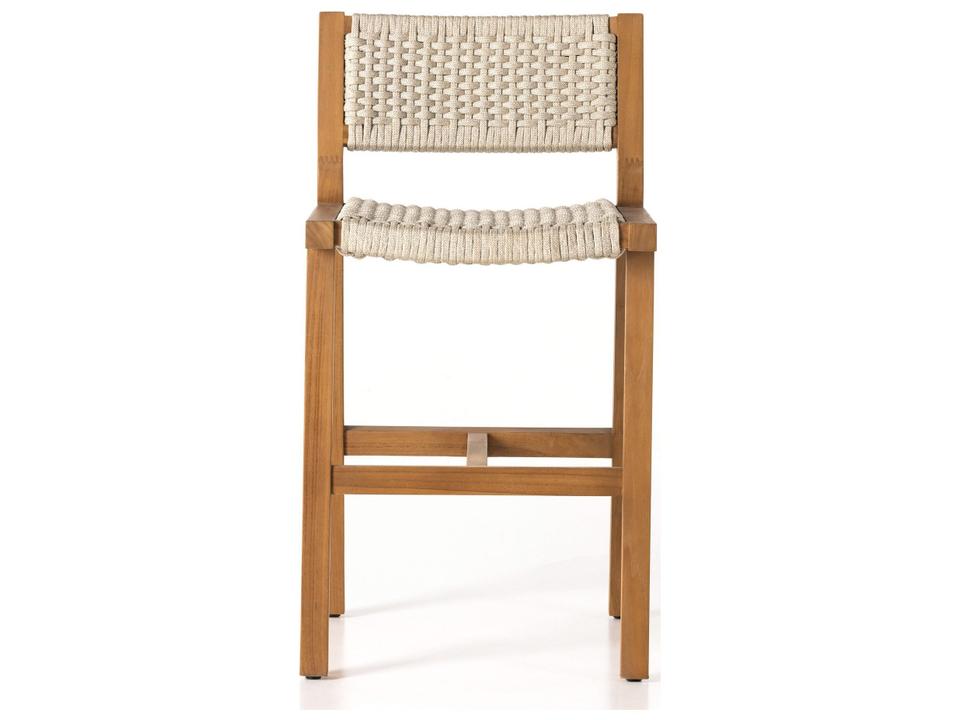 Globetrotter Outdoor Delano Natural Teak Rope Counter Stool in Ivory