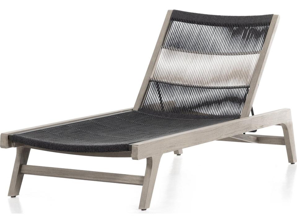 Solano Weathered Grey Teak / Dark Grey Rope Chaise Lounge